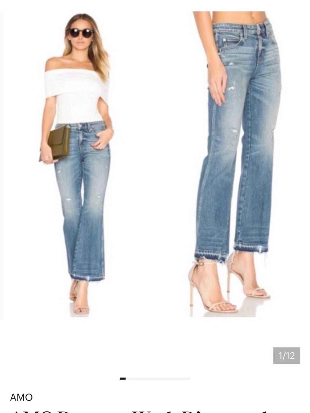 AMO Light Blue Distressed Boot-Cut Jeans